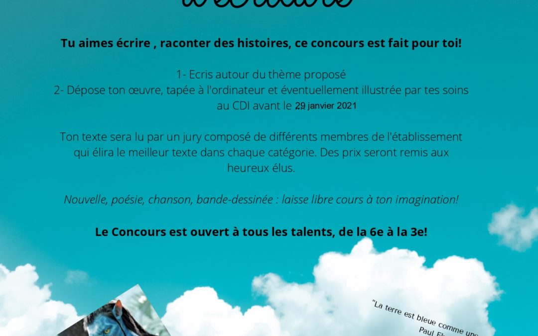 Concours d’écriture ouvert à tous !